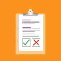 hand- vulling checklist Aan klembord. het formulier illustratie met Mens ondertekening een papierwerk document. voorwerpen modern vlak ontwerp concept voor web spandoeken, web plaatsen, gedrukt materialen, infographics. vector