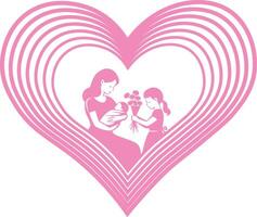 tekening van moeders en kinderen, moeder en dochter, illustratie vector