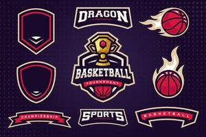 basketbal sport- club logo sjabloon bundel voor toernooi of sport- team vector