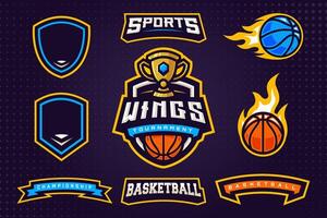 basketbal sport- club logo sjabloon bundel voor toernooi of sport- team vector