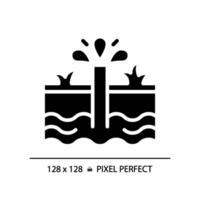 watervoerende laag zwart glyph icoon. water de lente. water bron. ondergronds reservoir. duurzame bron. silhouet symbool Aan wit ruimte. solide pictogram. geïsoleerd illustratie. pixel perfect vector