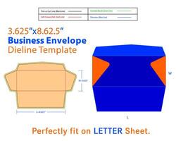 bedrijf envelop w 3.625, l 8.625 inches dieline vector