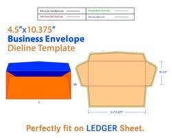 bedrijf envelop w 4,5, l 10.375 inches dieline vector