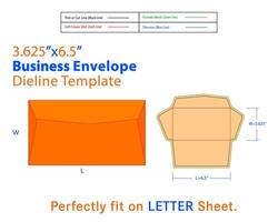 bedrijf envelop w 3.625, l 6.5 inches dieline sjabloon vector