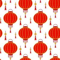 patroon is een Chinese rood papier lantaarn met kwasten, doet denken aan van cultureel rijkdom en een feestelijk atmosfeer. een feestelijk festival. ovaal lantaarns met amuletten, kwasten en goud. de maan festival vector