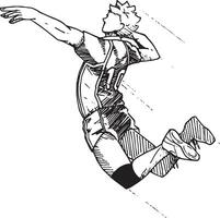 volleybal speler is jumping verpletteren vector