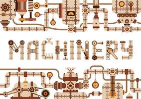 steampunk machinerie horizontaal kader met pijpen vector