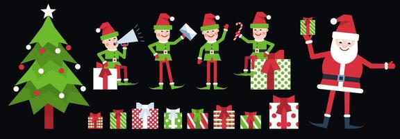 Kerstmis elf - de kerstman helper poses vector