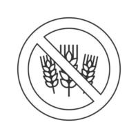 verboden bord met tarwe oren lineaire pictogram. dunne lijn illustratie. glutenvrij. stop contour symbool. vector geïsoleerde overzichtstekening