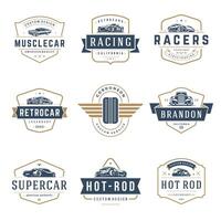 auto logos Sjablonen ontwerp elementen set, wijnoogst stijl emblemen en badges vector