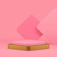 gouden roze ruit 3d podium voetstuk luxe toonzaal Scherm realistisch illustratie vector