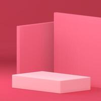 roze 3d podium voetstuk meetkundig staan bespotten omhoog voor kunstmatig Product tonen realistisch vector