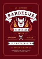 barbecue partij folder of poster ontwerp sjabloon vector