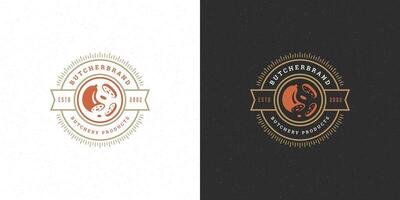 slager winkel logo ontwerp illustratie worst silhouet mooi zo voor markt insigne vector