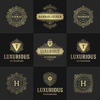 wijnoogst logos en monogrammen reeks elegant bloeit ornamenten vector