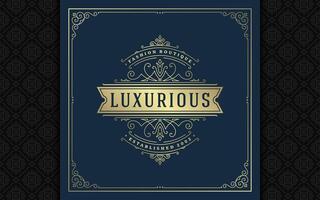 luxe logo elegant wijnoogst bloeit met Victoriaans ornamenten vector