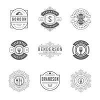 restaurant logos en badges Sjablonen reeks illustratie vector