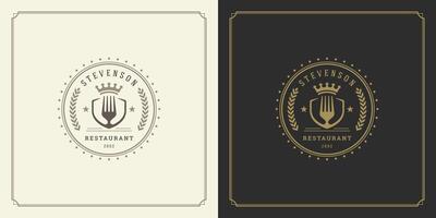 restaurant logo sjabloon illustratie voor menu en cafe teken vector