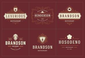 restaurant logos en badges Sjablonen reeks illustratie. vector