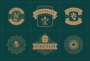 restaurant logos en badges Sjablonen reeks illustratie. vector