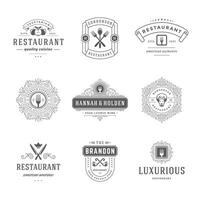 restaurant logos en badges Sjablonen reeks illustratie vector