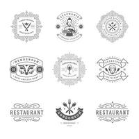 restaurant logos en badges Sjablonen reeks illustratie vector