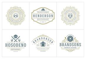 restaurant logos en badges Sjablonen reeks illustratie vector