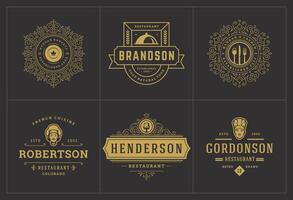 restaurant logos en badges Sjablonen reeks illustratie vector