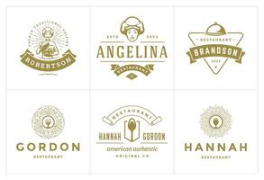 restaurant logos en badges Sjablonen reeks illustratie. vector