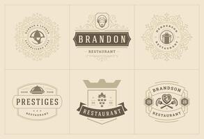 restaurant logos en badges Sjablonen reeks illustratie. vector