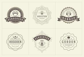 restaurant logos en badges Sjablonen reeks illustratie. vector