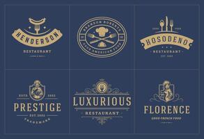 restaurant logos en badges Sjablonen reeks illustratie. vector