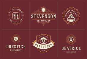 restaurant logos en badges Sjablonen reeks illustratie. vector