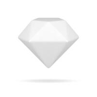 wit 3d diamant. helling briljant met meetkundig facetten vector