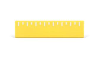 geel 3d heerser icoon illustratie. plastic volumetrisch gereedschap voor accuraat meting van lengte en breedte. vector