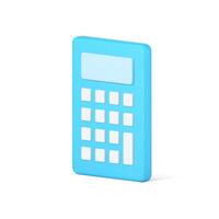rekenmachine 3d icoon. elektronisch blauw apparaatje met wit toetsen vector