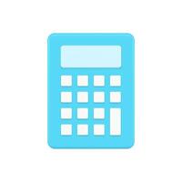 blauw rekenmachine 3d icoon. onderwijs apparaatje met wit toetsen vector