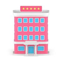 premie roze facade openbaar stad hotel gebouw klanten leven reizen bestemming 3d icoon vector