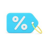 blauw boodschappen doen label touw percentage bedrijf financieel sticker 3d icoon realistisch sjabloon vector