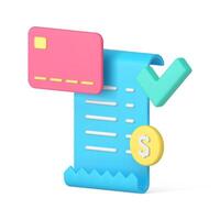 succes compleet financieel transactie papier document gebogen randen gedaan vinkje 3d icoon vector
