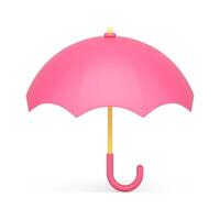 roze verticaal Open paraplu gebogen omgaan met voor regen bewolkt weer bescherming 3d icoon vector