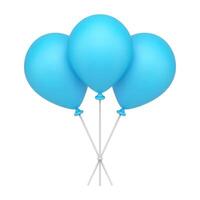 glanzend blauw rubber helium ballon Aan stokjes hoop van lucht ontwerp decoratie realistisch 3d icoon vector