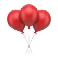 rood romantisch hoop opblaasbaar helium ballonnen Aan plastic stokjes feestelijk lucht ontwerp 3d icoon vector