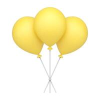 hoop geel glanzend helium ballon Aan plastic stok realistisch 3d icoon illustratie vector