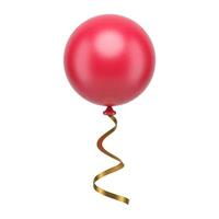 rood gebied ronde vliegend ballon met gouden lint realistisch 3d icoon illustratie vector