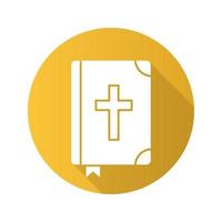 Heilige Bijbel platte ontwerp lange schaduw pictogram. vector silhouet symbool