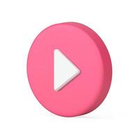 roze cirkel Speel knop navigatie menu begin begin omroep isometrische 3d icoon vector