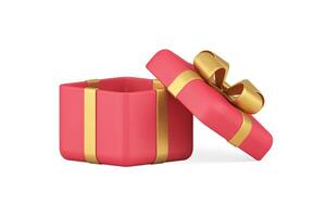 premie rood geschenk doos kubus verpakt pakket Cadeau vakantie Gefeliciteerd realistisch 3d icoon vector