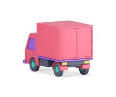 reclame roze vrachtauto lading vervoer online boodschappen doen bestellen levering onderhoud 3d icoon vector