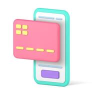 mobiel telefoon betaling internet inkoop credit kaart bank toepassing realistisch 3d icoon vector